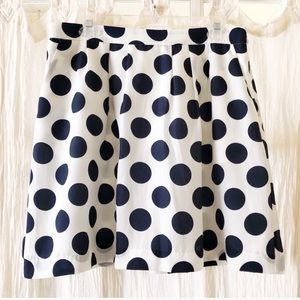 J Crew Polka Dot Skirt-Navy/White-Pockets-Size 10